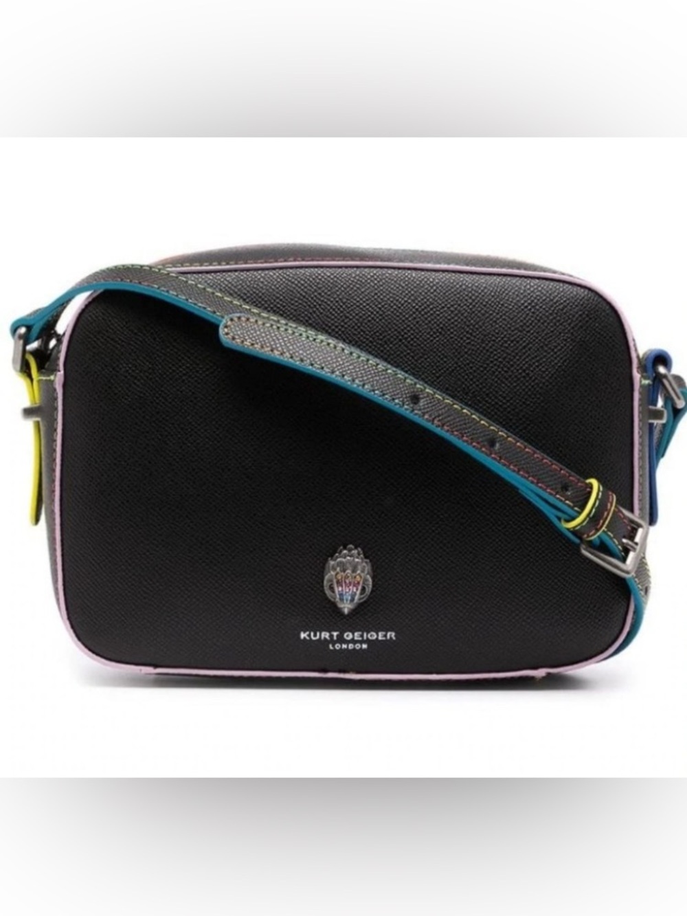 Kurt Geiger Black Crossbody with Multicolor Edge Trim